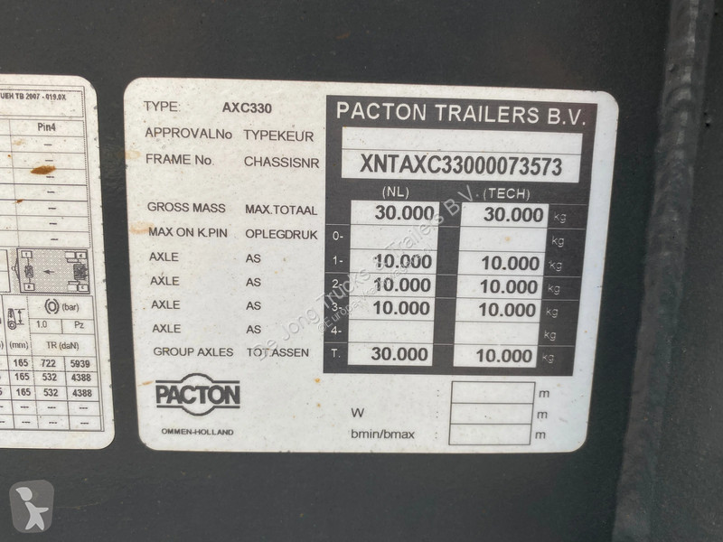 مقطورة Pacton AXC.330 AXC330 / 20 FT Container...