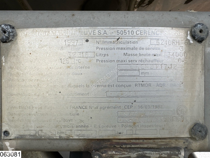 Semitrailer Maisonneuve Chemie ADR, 32,316 L, 1...