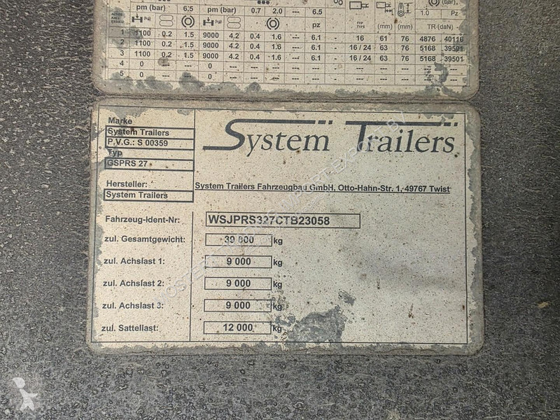 System Trailers GSPRS 27 - SAF Axles - Disc...