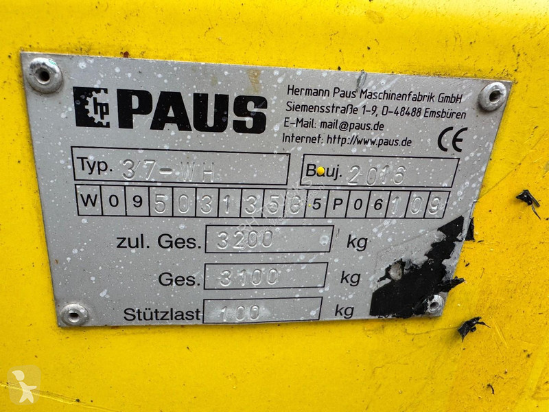 مقطورة Paus 37 WH LIFT 37 METER / 300 KG - TÜV...