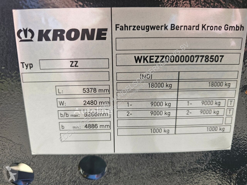 Släp Krone ZZ 18 2 Axle Dolly Dutch LZV Approval