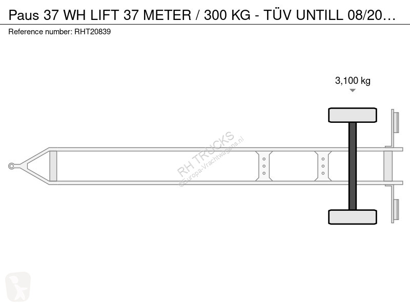 مقطورة Paus 37 WH LIFT 37 METER / 300 KG - TÜV...