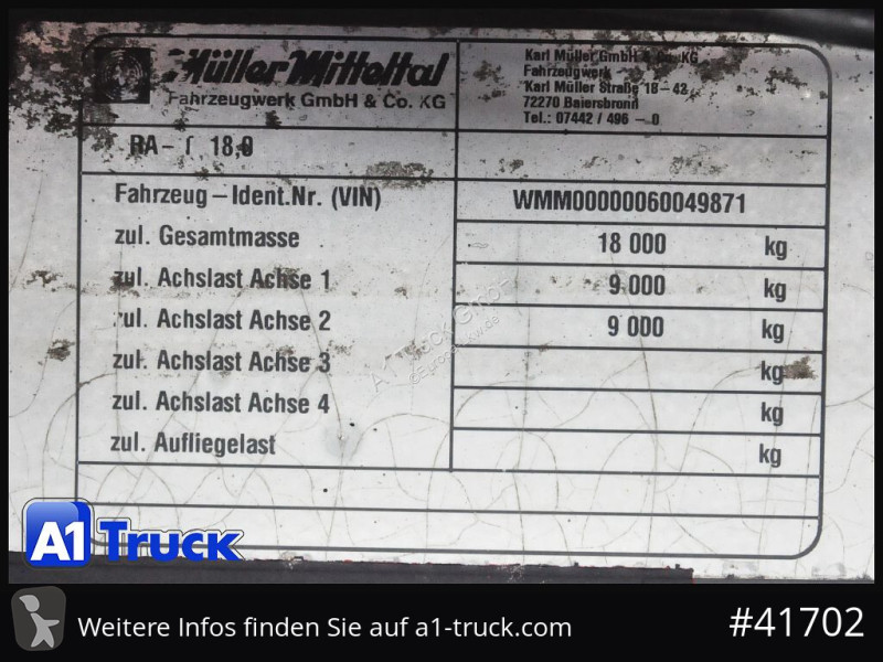 Aanhanger Mueller RA-T 18, Abrollanhänger, Luft,