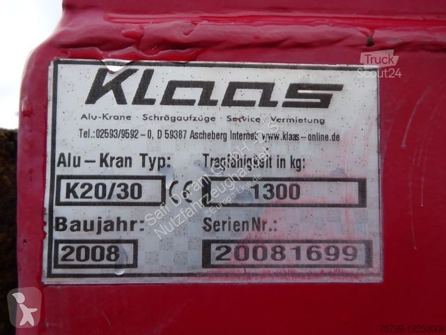 Nacelle  KLAAS-ALU-Kran K20/30 TS Anhänger 30...