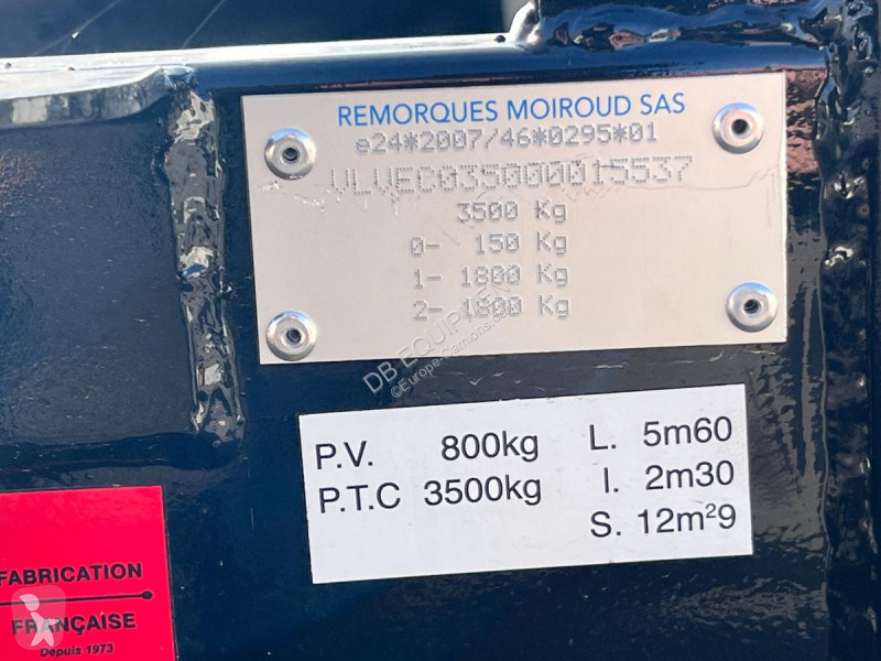 Remorque Moiroud  ECO350 2 ESSIEUX 3T5 NEUVE NOIR