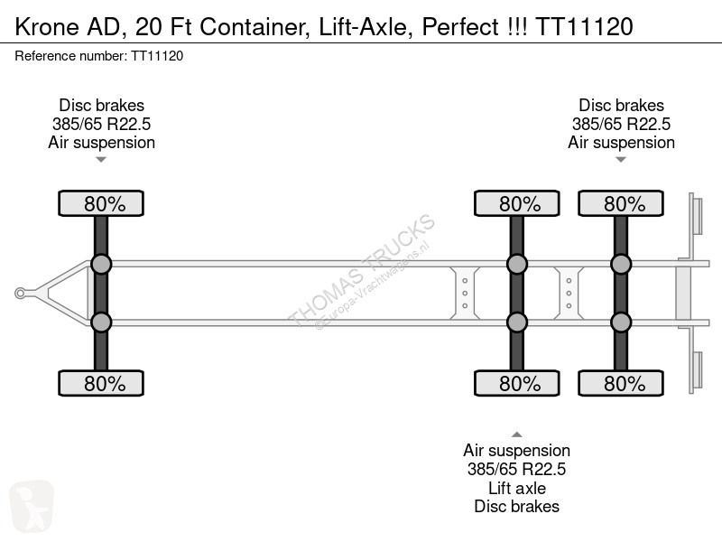 مقطورة Krone AD, 20 Ft Container, Lift-Axle,...