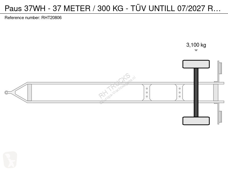 مقطورة Paus 37WH - 37 METER / 300 KG - TÜV...