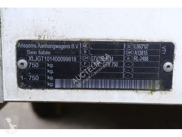 Aanhanger Anssems Remorques GTV750 VT1