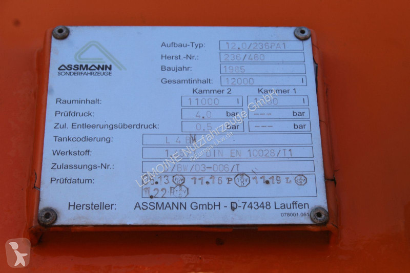 مقطورة  Assmann 12m³ Saug u.Druck INOX V4A...