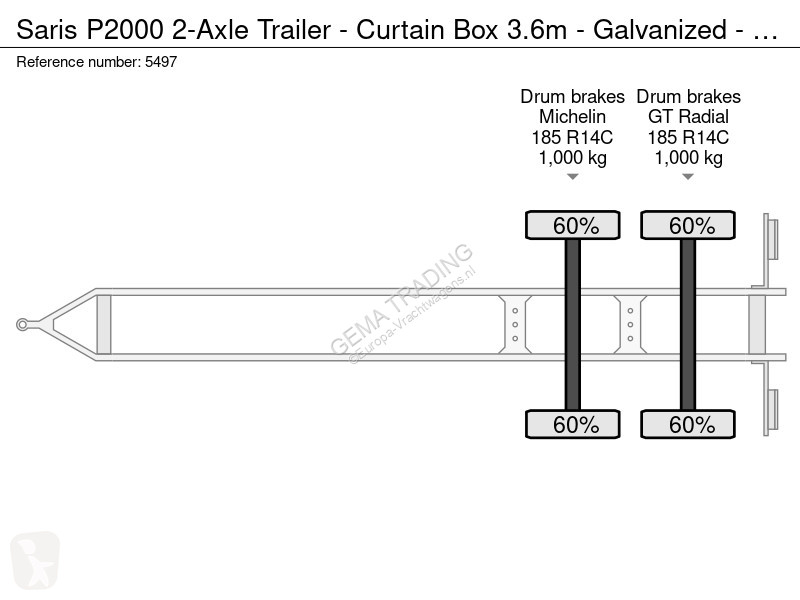 Прицеп Saris P2000 2-Axle Trailer - Curtain Box...