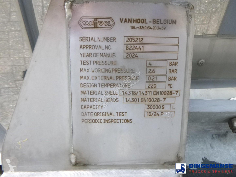مقطورة Van Hool Bitumen tank inox 30 m3 / 1 comp