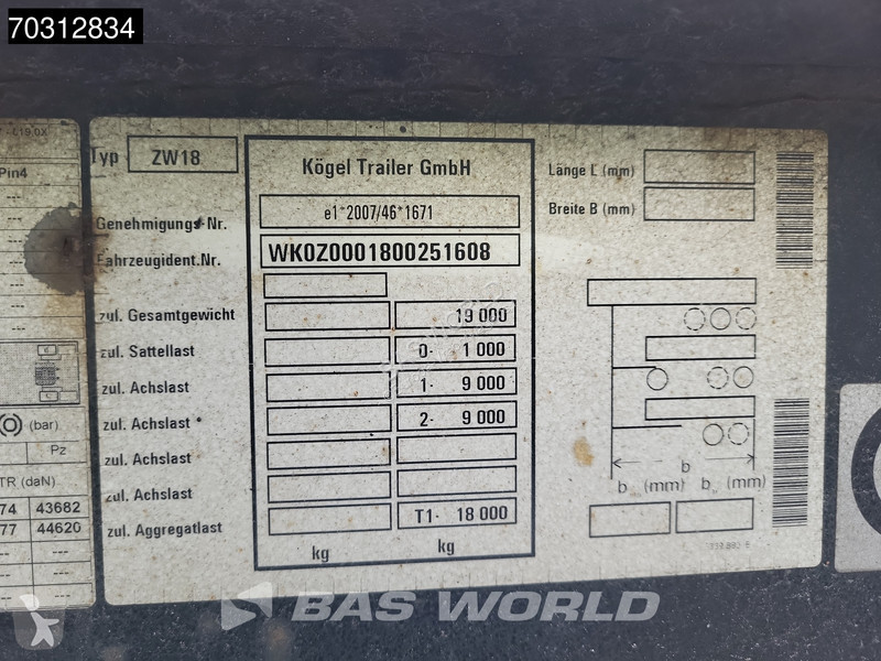 مقطورة Kögel ZW18 2 axles