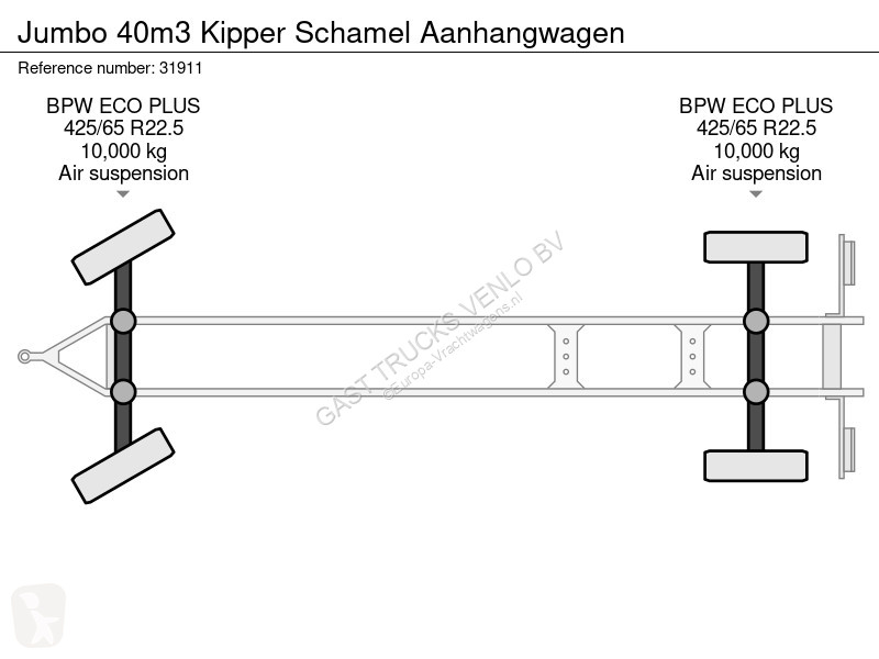 مقطورة Jumbo 40m3 Kipper Schamel Aanhangwagen