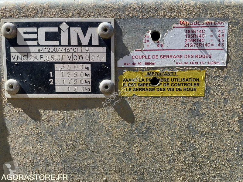 Ecim PTAC 3 500 kg trailer