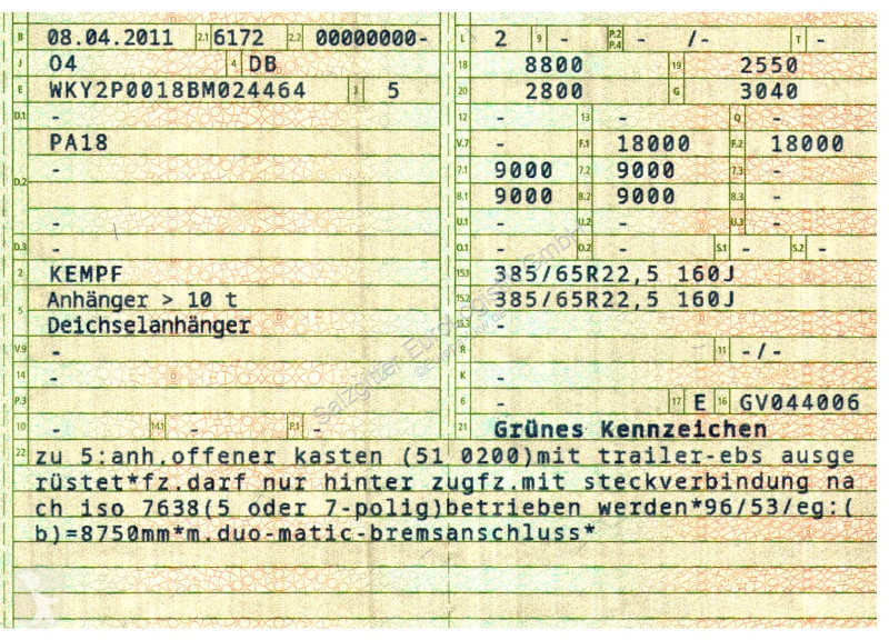 مقطورة Kempf PA18 / Baustoff / 40 mm