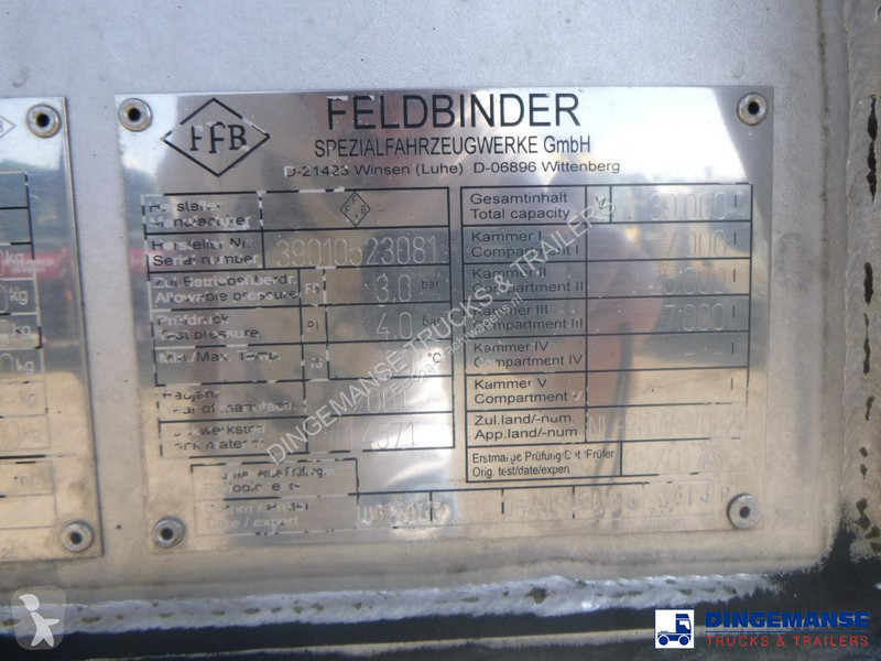 مقطورة Feldbinder Food tank inox 39 m3 / 3 comp