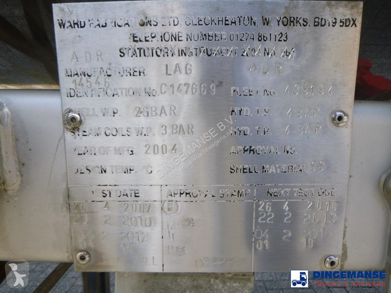 مقطورة LAG Chemical tank inox 37.5 m3 / 1 comp...