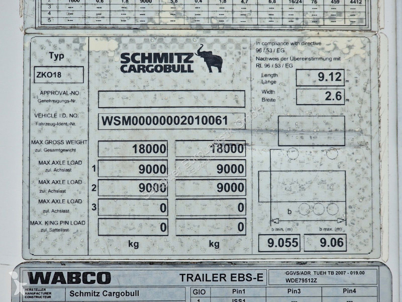 مقطورة Schmitz Cargobull 18 / Ladebordwand