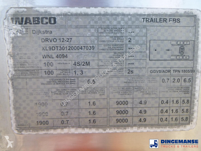 مقطورة Dijkstra Chemical tank inox L4BH 34 m3 /...