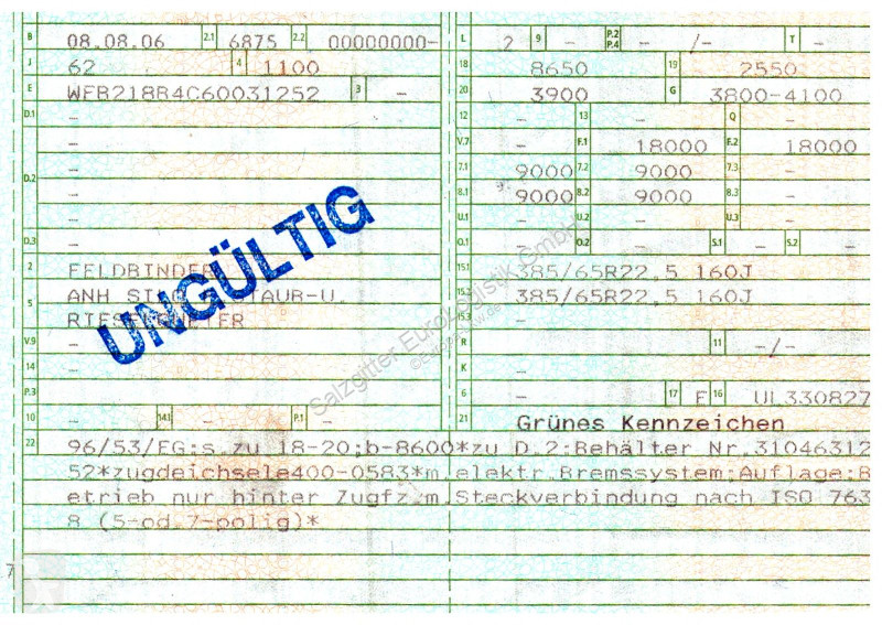 Släp Feldbinder HEUT 31.2 | 31.000 l