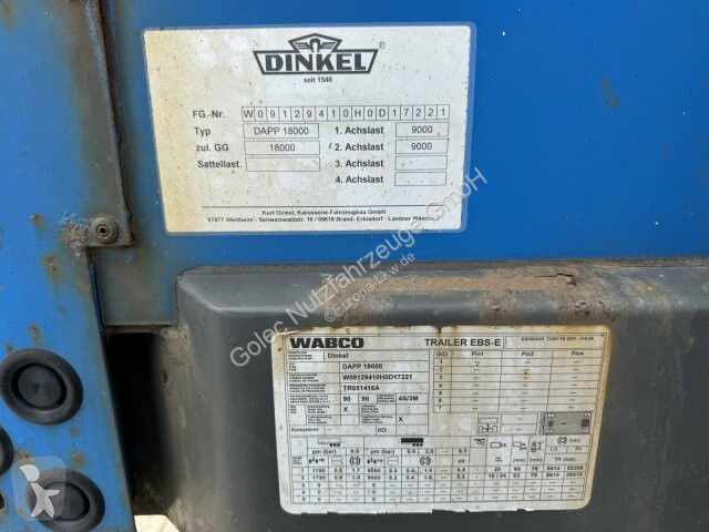 مقطورة Dinkel DAP 18000 2 Achse Pritsche Plane
