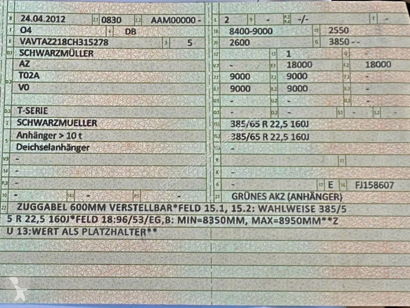 Príves Schwarzmüller AZ T02A Baustoffanhänger...