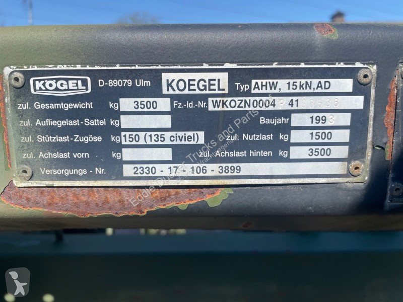 Remorque Kögel AHW, 15KN,AD