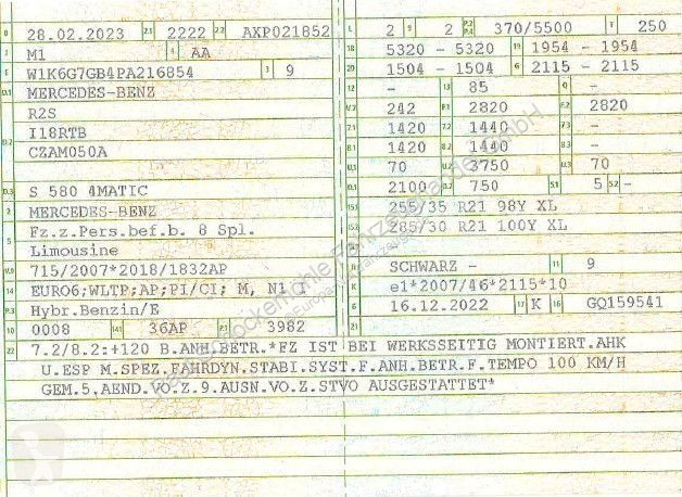 Užitkové vozidlo Mercedes Limousine S 580...