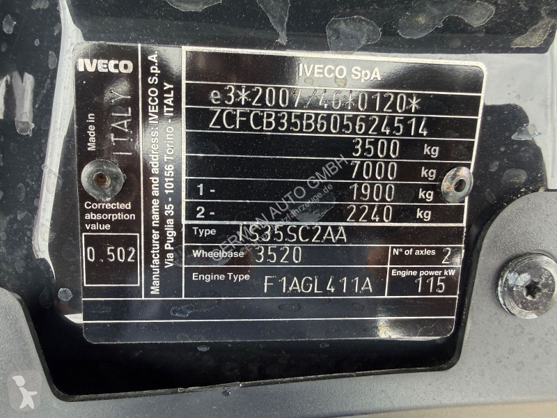 Iveco 35S16V Klima, PDC,Tacho, AHK, RD 3520mm...