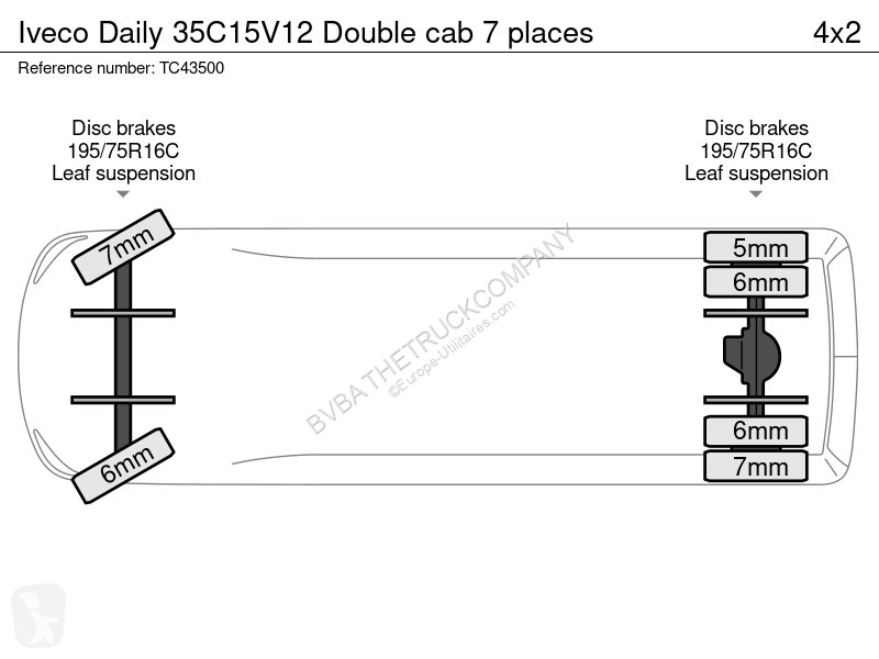 Iveco 35C15V12 Double cab 7 places Transporter