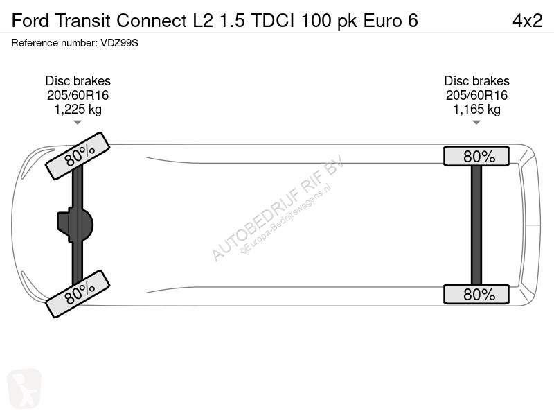 Véhicule utilitaire Ford L2 1.5 TDCI 100 pk Euro 6