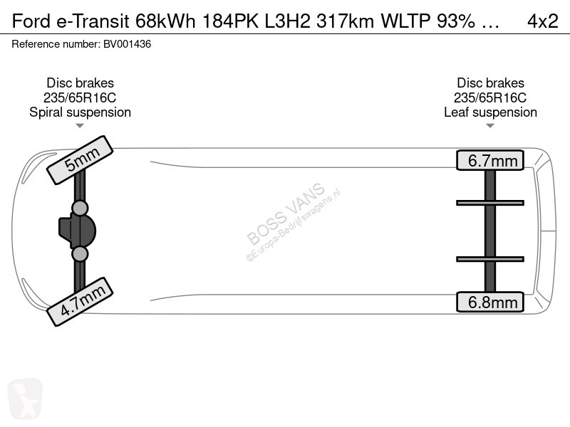 Furgoneta Ford 68kWh 184PK L3H2 317km WLTP 93%...