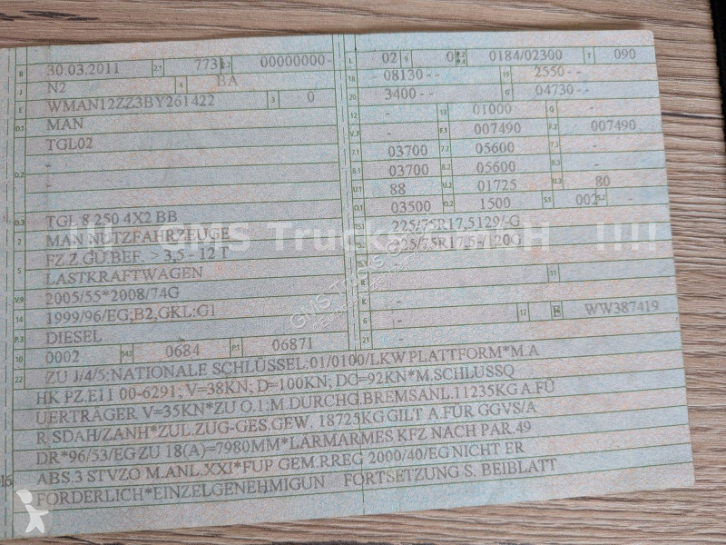 Nyttofordon MAN TGl 8.250 / Pritsche / Tüv / 6...