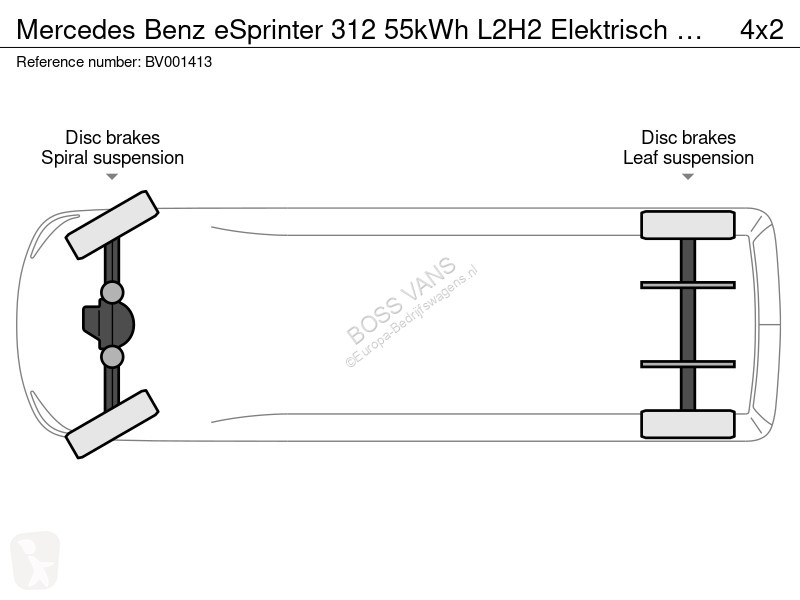 Mercedes 312 55kWh L2H2 Elektrisch 168km WLTP...