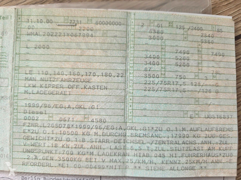 Furgoneta MAN 8.174 / E3 / Kipper Kran Greifer...