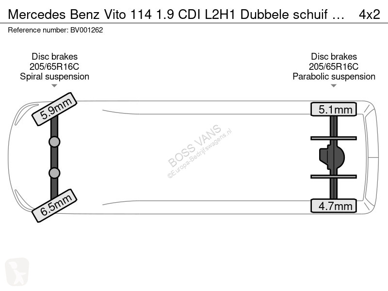 Mercedes 114 1.9 CDI L2H1 Dubbele schuif LED...