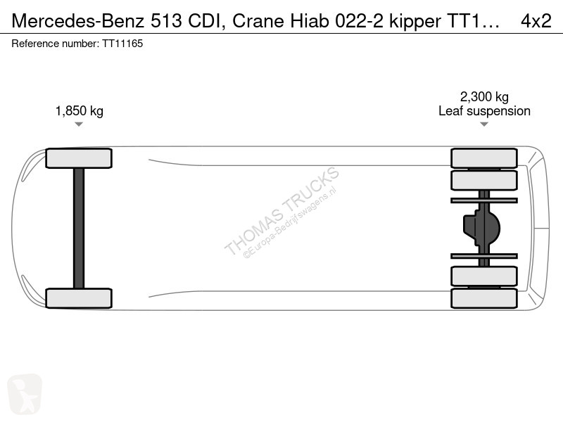 Mercedes  513 CDI, Crane Hiab 022-2 kipper van
