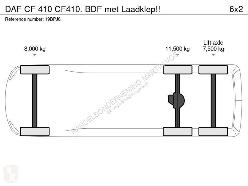شاحنة DAF CF410. BDF met Laadklep!! CF 410