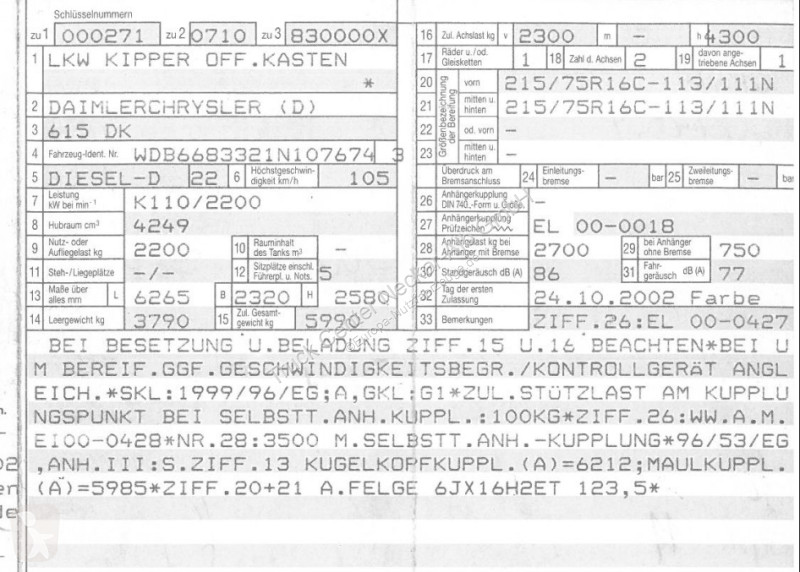 عربة نفعية Mercedes 615 D 3-S-Kipper DOKA 2xAHK...