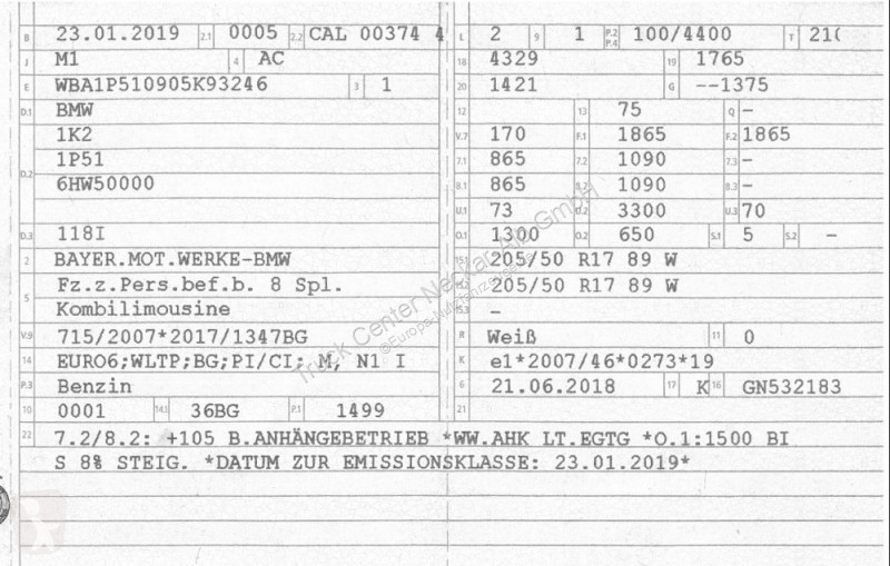 Véhicule utilitaire BMW 118i F21 Advantage 3...
