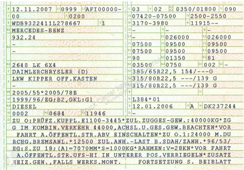 Haszongépjármű Mercedes MP2 2648 6x4 Bordmatic...