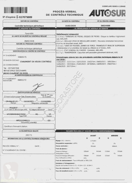 Véhicule utilitaire Peugeot 307