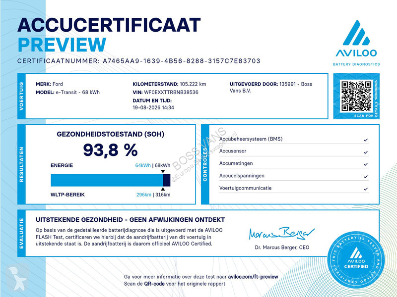 Véhicule utilitaire Ford 68kWh 184PK L3H3 317km...