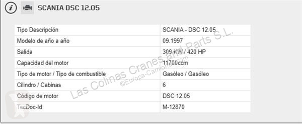 Repuestos para camiones Scania Moteur 572538...