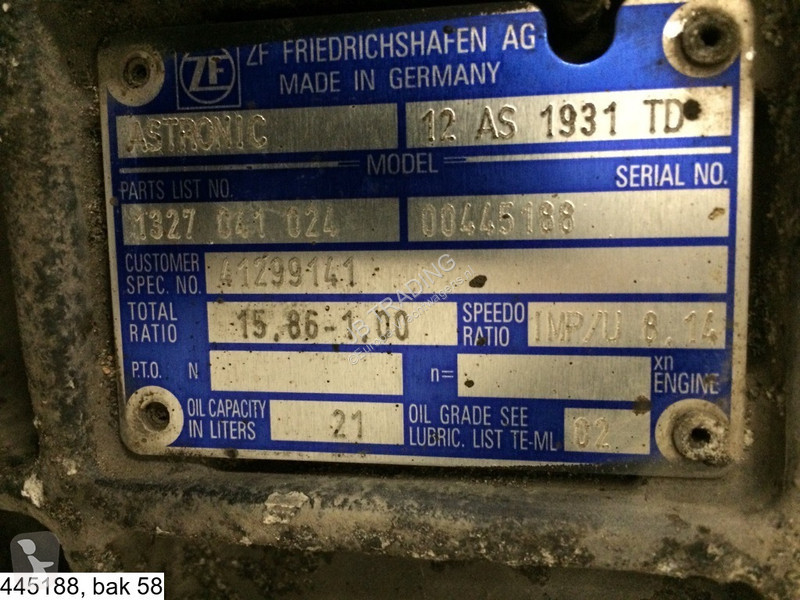 Reservdelar lastbilar ZF ASTRONIC, 12 AS 1931...
