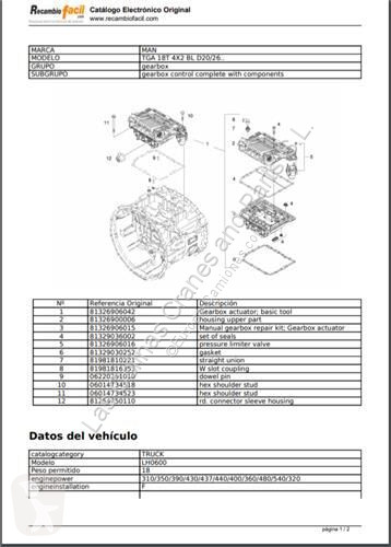 Reservdelar lastbilar MAN Carcasa Selectora De...