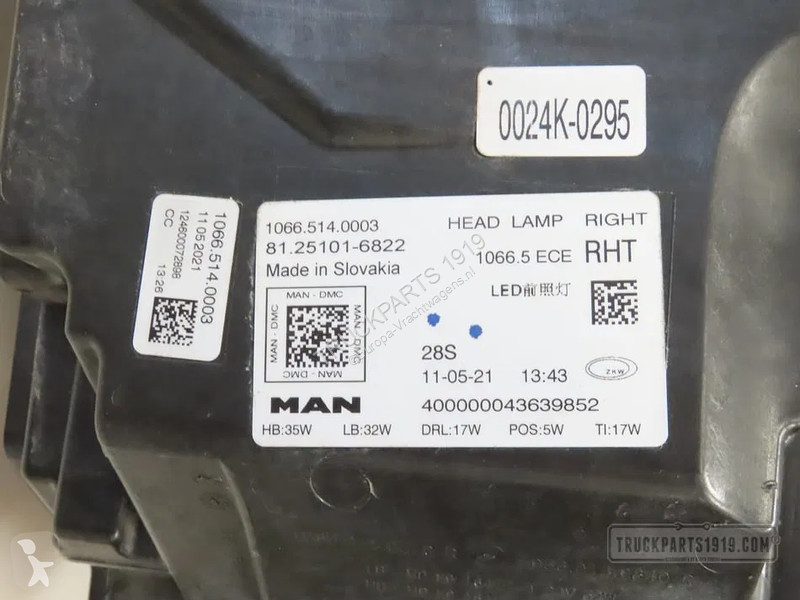 Reservdelar lastbilar MAN 81.25101-6822 Koplamp...