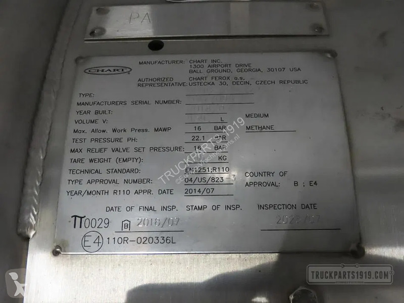 Vrachtwagenonderdelen Scania 28586 LNG tank 406L