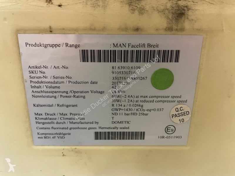 Vrachtwagenonderdelen MAN 81.63910-6109 FRIDGE...