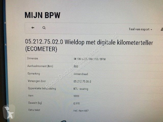Pièces poids lourds BPW NAAFDOP+ECOMETER...